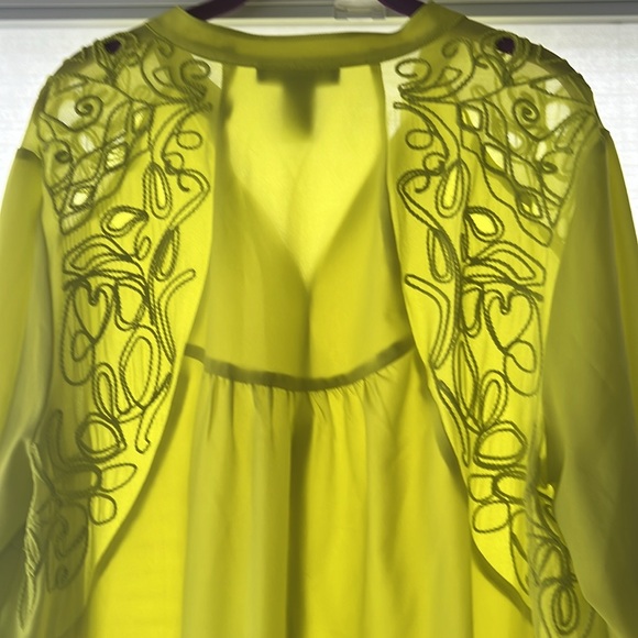 Gorgeous Grace Elements Sheer Lime Green Blouse - Picture 6 of 6